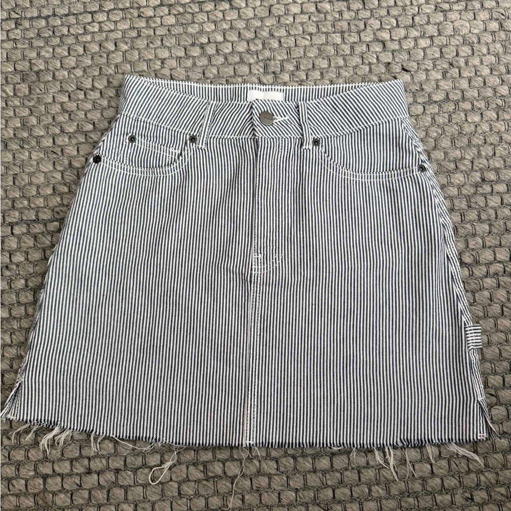 RVCA Black and White Striped A-Line Skirt
